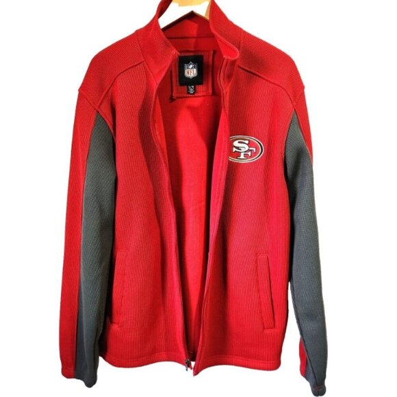 San Fransisco 49ers Coat Sweater Jacket Men's Size LG Full Zip Up with Pockets - Picture 3 of 15